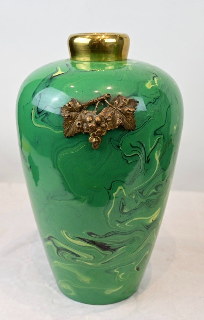 Pair Of Marbled Ceramic Vases - Italy 1950s-photo-2